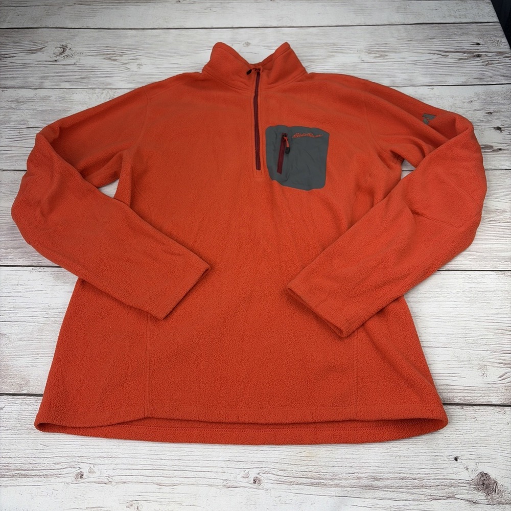 Eddie Bauer First Ascent Polartec Men's L Tall 1/4 Zip Fleece Pullover Orange